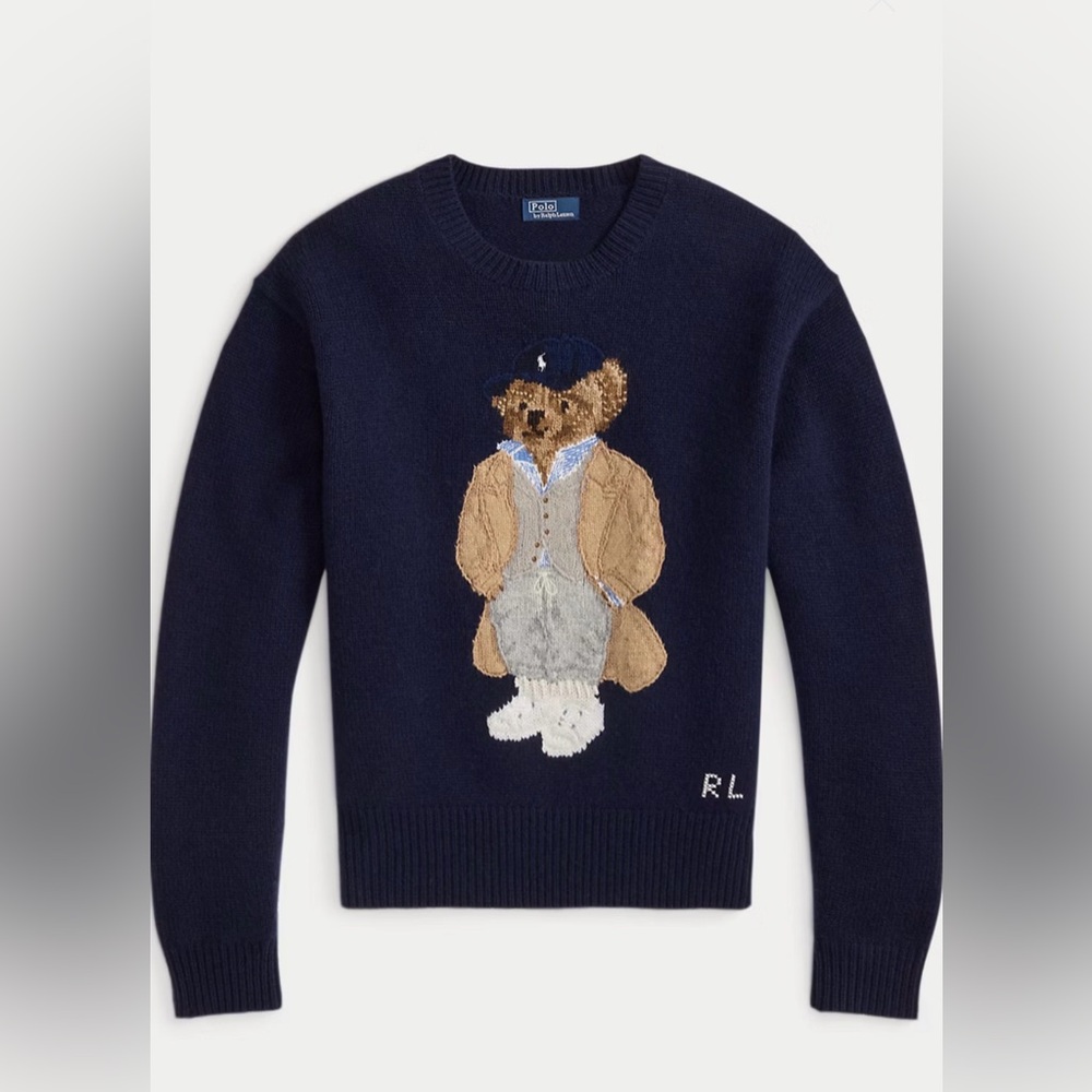 Ralph Lauren Polo Bear Wool-Cashmere-Blend Sweater XL NWT Hunter Navy AUTHENTIC